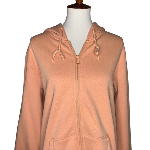 MagcoMsen Fleece Hooded Jacket Size XL Apricot Front Zip 2 Pockets Heavyweight - Picture 4 of 10